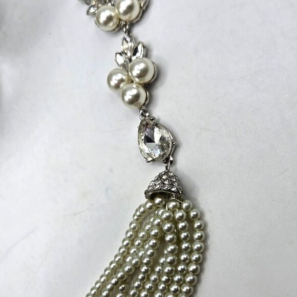 "5/$25" Charming Charlie Long Faux Pearl Rhinestone Tassel Adjustable Necklace - Picture 2 of 7